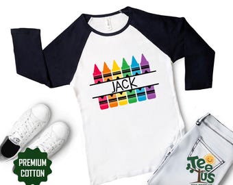 Custom Name Crayon Back to School Shirt, First Day of The School Shirt, Personalized School Shirt, Custom Kid Shirt, Toddler Shirt