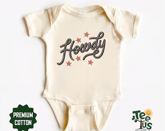 Howdy Kid Shirt, Retro Howdy Shirt, Baby Onesie, Howdy Rope, Baby Bodysuit, Western Kid Shirt, Western Onesie, Youth Shirt, Natural Tee