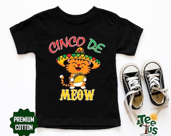 Cinco De Meow Toddler Shirt, Funny Cat Taco T-Shirt for Kids, Mexican Fiesta Boy Girl Tee, Cinco De Mayo Sweatshirt, Cinco De Mayo Youth Tee