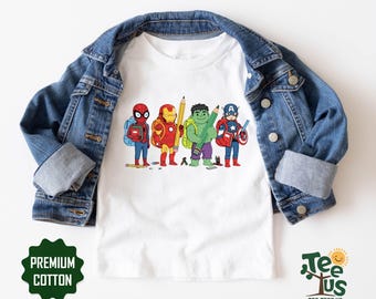 Superhero Team Toddler Back to School Shirt, Comic Hero Squad T-Shirt, Avenger First Day of School Tee, Kindergarten Elementary Tee