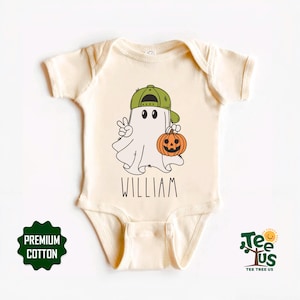 Custom Name Boys Halloween Shirt, Personalized Kids Halloween Shirt, Cute Ghost Name Shirt, Halloween Ghost Shirt, Toddler Halloween Tee