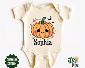 Custom Cute Pumpkin Halloween Kid Shirt, Personalized Halloween Shirt, Pumpkin Shirt, Custom Name Shirt, Fall Pumpkin Kids Shirt