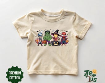 Superhero Halloween Shirt, Vintage Comic Book Hero Sweater, Spooky Pumpkin Avenger Squad Halloween Party Outfit