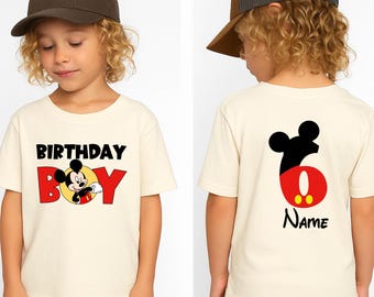 Custom Name Age Mickey Birthday Boy Shirt, Personalized Kids Birthday Shirt, Mickey Ears Kids Sweater, Mickey Boy T-Shirt