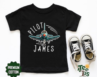 Personalized Name Pilot Shirt, Custom Name Airplane Children Shirt, Kids Aviator Shirt, Personalized Airplane Shirt, Gift For Kids