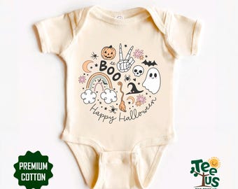 Groovy Boo Girls Halloween Shirt, Cute Kids Ghost Rainbow Tee, Toddler Witch Pumpkin Top, Spooky Season Fall Shirt