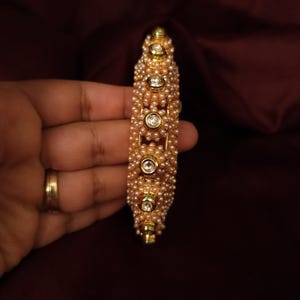 Bracelet jonc Kundan de style Gokhru jaune, taille 2,6 (6 cm)