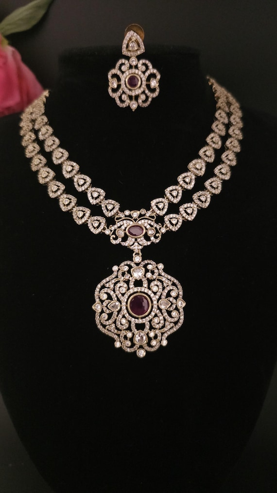 Victorian Gold-Plated Necklace Set: Bridal Wedding Jewelry