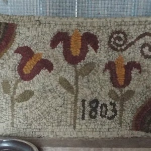 Hooked Rug Pattern on Linen Three Little Tulips - Etsy