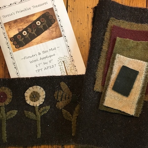 Kit AP227 Flowers Bee Mat Wool Applique