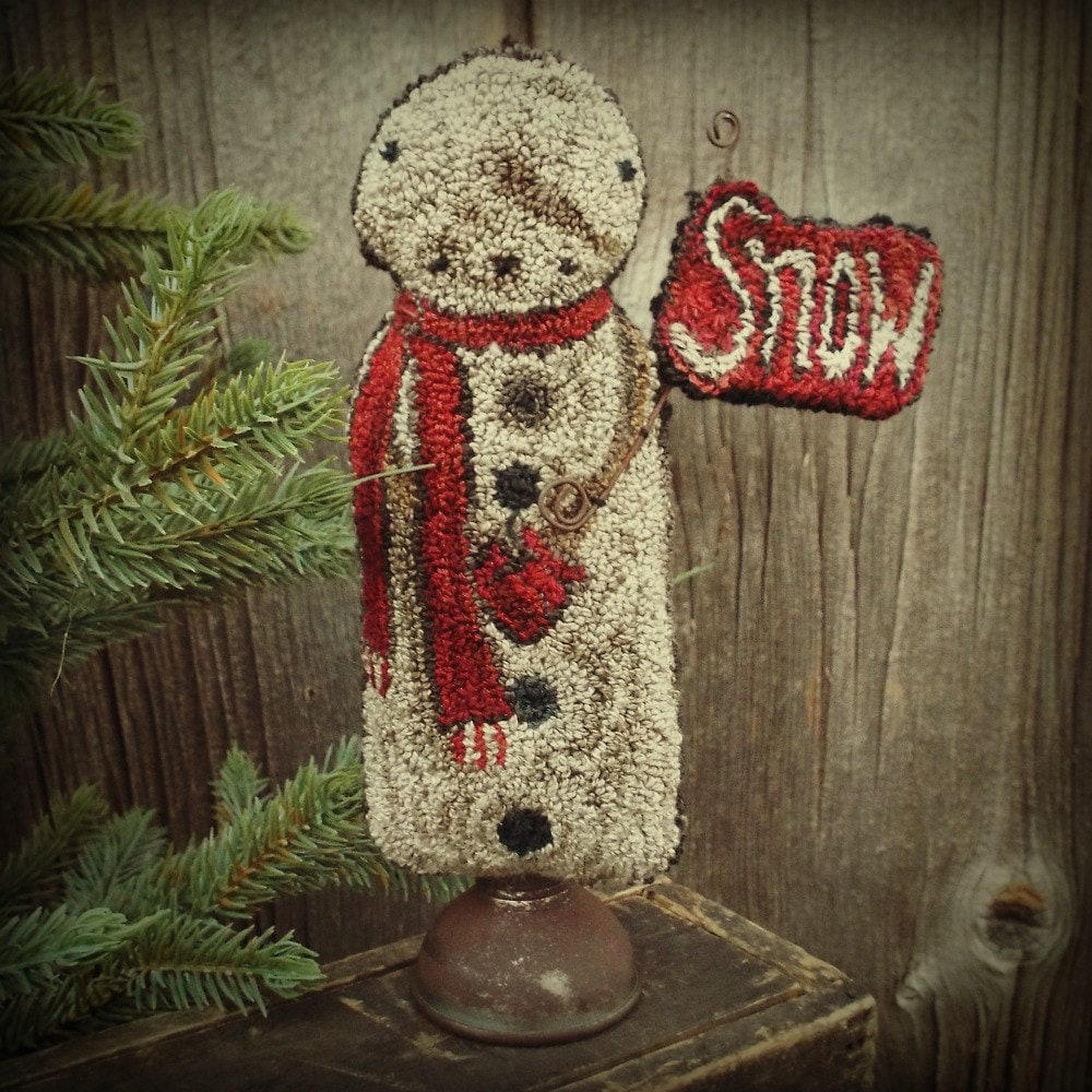 Punch Needle Thread Kit Standing Snowman Valdani Threads Pattern Weav…