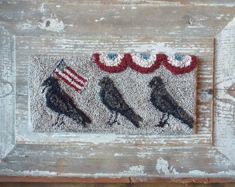 E Pattern Punch Needle Crows on Parade