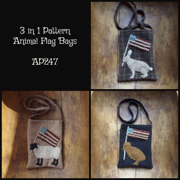 E Pattern Animal Flag Bags Sheep Peep Chick Rabbit Bunny Wool Pocket