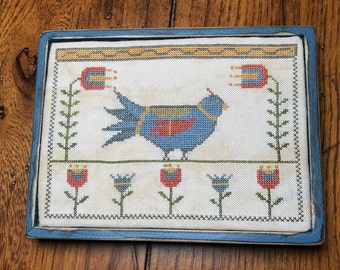 Cross Stitch Kit Folky Bird with Frame