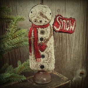 E Pattern Standing Snowman Punch Needle