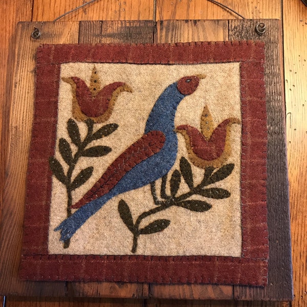 EPattern AP276 Blue Bird Wool Applique