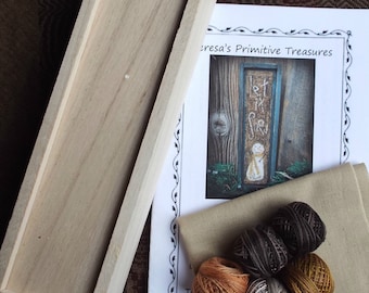 Let It Snow Punch Needle Kit Valdani Threads Box Sliding Lid Pattern Hand drawn Weavers Cloth