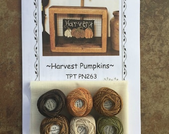 PN263 Valdani Thread Kit Harvest Pumpkins Weavers Cloth Black Wool