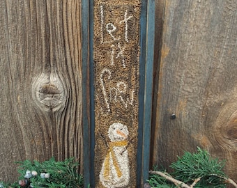 E Pattern Punch Needle Let it Snow Snowman Wood Box