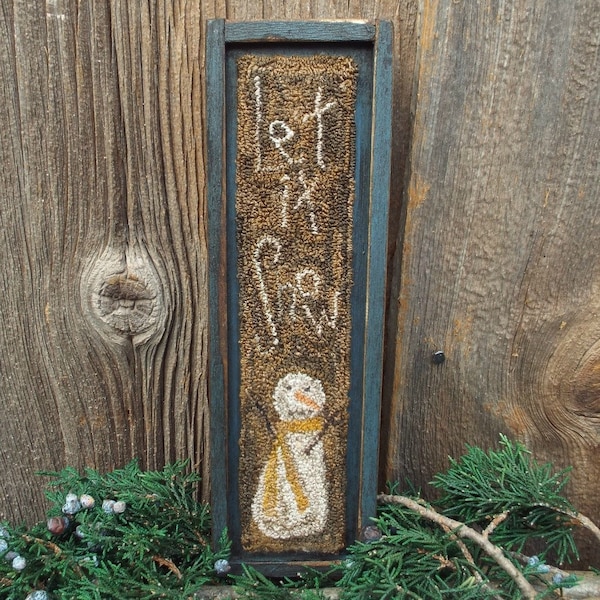 E Pattern Punch Needle Let it Snow Snowman Wood Box