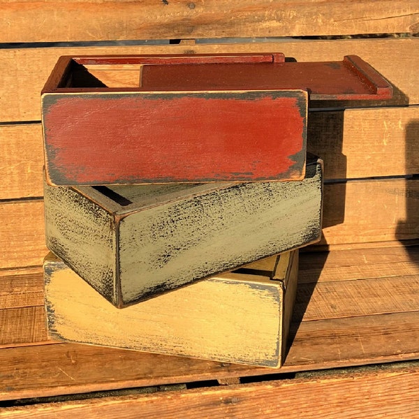 Painted Sliding Lid Box 8x5x3