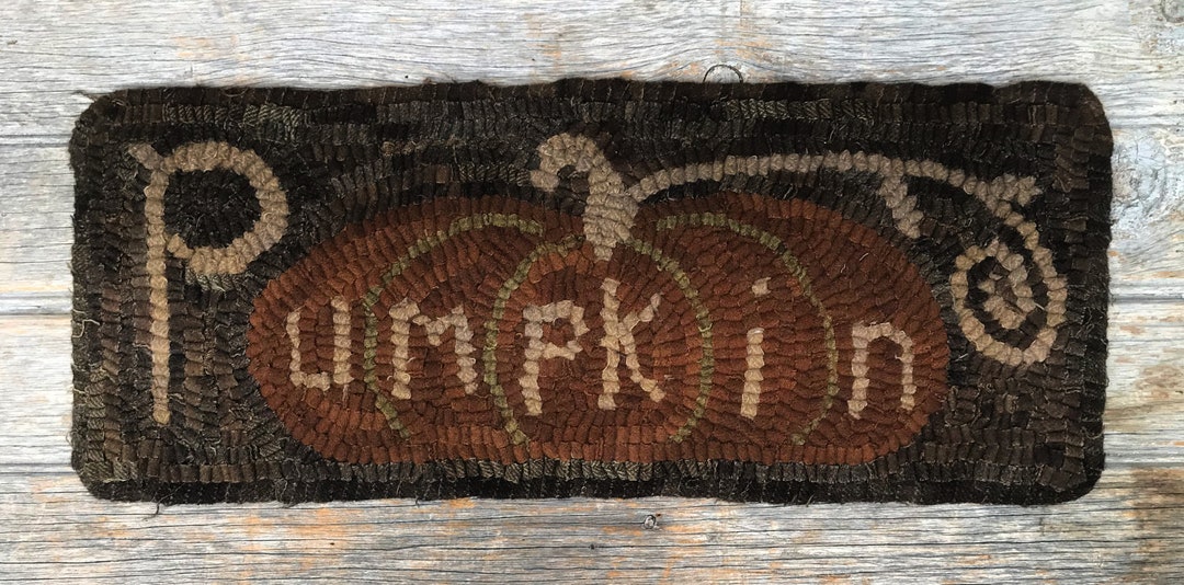 Hooked Rug Pattern on Linen Pumpkin - Etsy