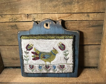 Folky Bird Punch Needle Kit with Blue Board