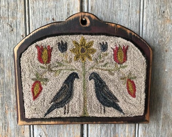 PN229 Punch Needle Set Blauer Vogel Fraktur Valdani Threads Weavers Cloth