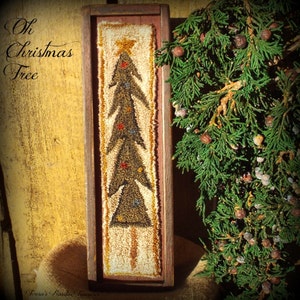 E Pattern Oh Chistmas Tree Punch Needle Wood Box