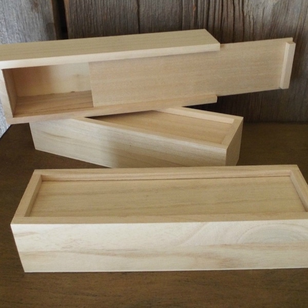 Unfinished Wood Box with Sliding Lid