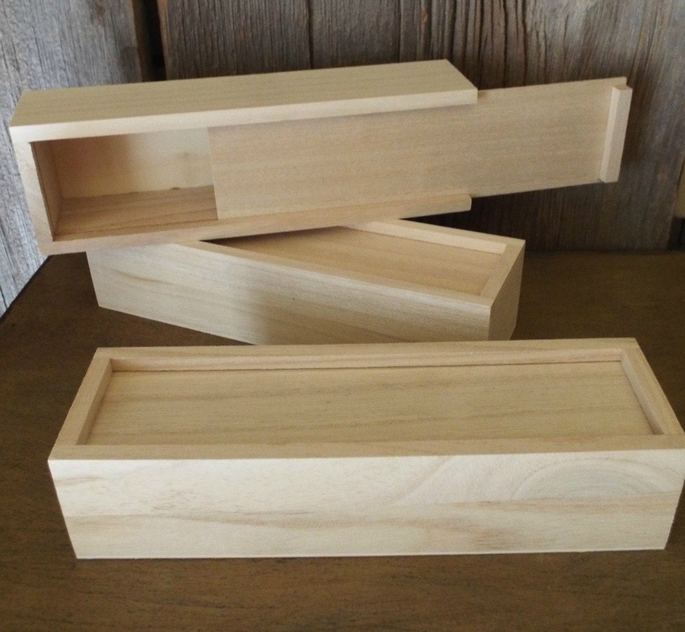 Unfinished wood box sliding lid deals