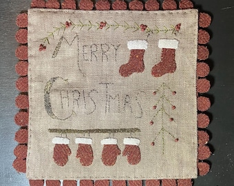 Kit AP301 Feliz Navidad Mini Tapete Lana Lino