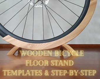 Indoor vertical Bicycle stand, Bicycle stand cnc router file and manual, digital download, bike stand how to manual with plans and templates