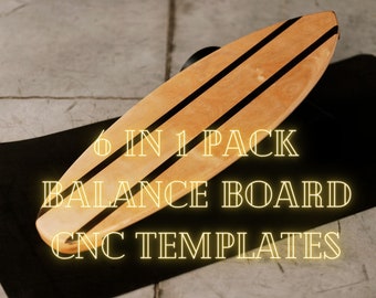 DIY Balance Board aus Holz, Heimtraining für Kinder, Erwachsene, Surfer, Hockeyspieler, Surf 6 in 1 Pack Balance Board Design-Vorlage