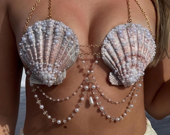 Mermaid Ariel Shell Bra Top, Little Mermaid Seashell Bra, Siren Cosplay Costume