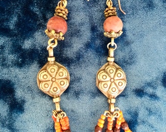 Boho beaded drop earrings