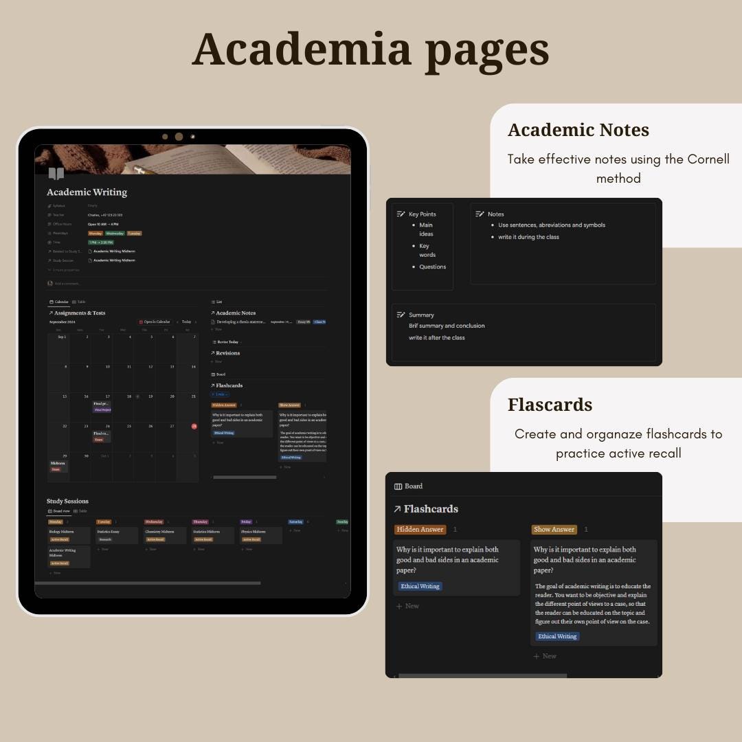 Dark Academia Notion Template | Notion Student Planner | Notion ...