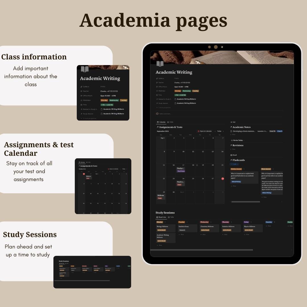 Dark Academia Notion Template | Notion Student Planner | Notion ...