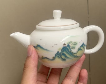 Mini théière japonaise faite main, théière en céramique artisanale pour la cérémonie du thé, petite bouilloire de style japonais fabriquée à la main