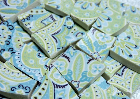 China Mosaic Tiles ~ PAiSLeY ReD /& GOLD ~ Broken Plate Tiles Mosaic Tiles