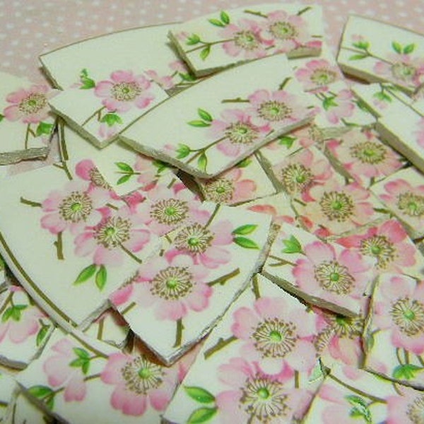 ToNS of PiNK APPLE BLoSSoMS ViNTaGE CHiNA MoSAiC TiLES