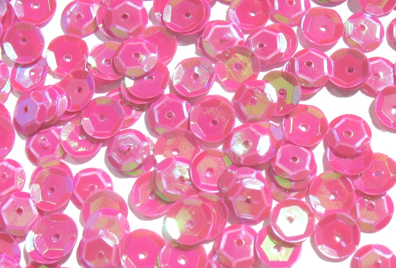 Fuchsia Pink Craft Medley 6mm Aurora Borealis Cup Sequins image 1