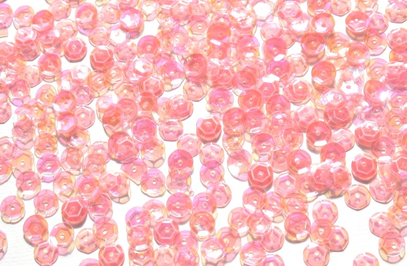 Pink Peach Light Craft Medley 6mm Translucent Aurora Borealis Cup Sequins image 6