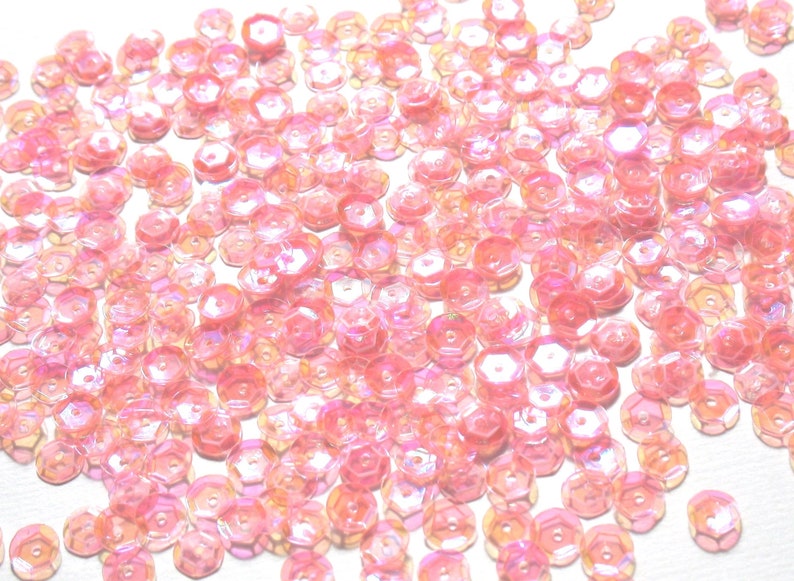 Pink Peach Light Craft Medley 6mm Translucent Aurora Borealis Cup Sequins image 4