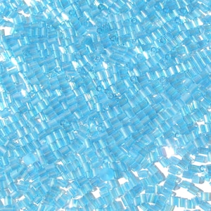 Cyan Blue - Craft Medley #1 Aurora Borealis Translucent Glass Bugle Beads