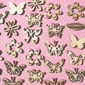 Butterfly Garden - Crafts Laser-Cut Wood Embellishments