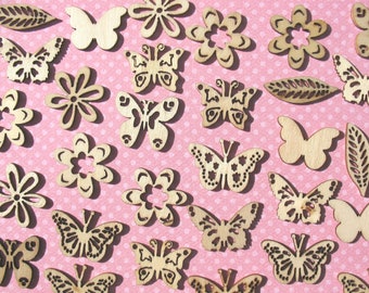 Butterfly Garden - Crafts Laser-Cut Wood Embellishments