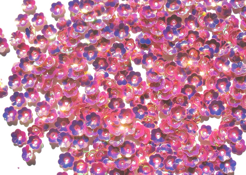 Pétunia Pourpre Artisanat 10mm Iridescent Aurora Borealis Flower Cup Paillettes image 2