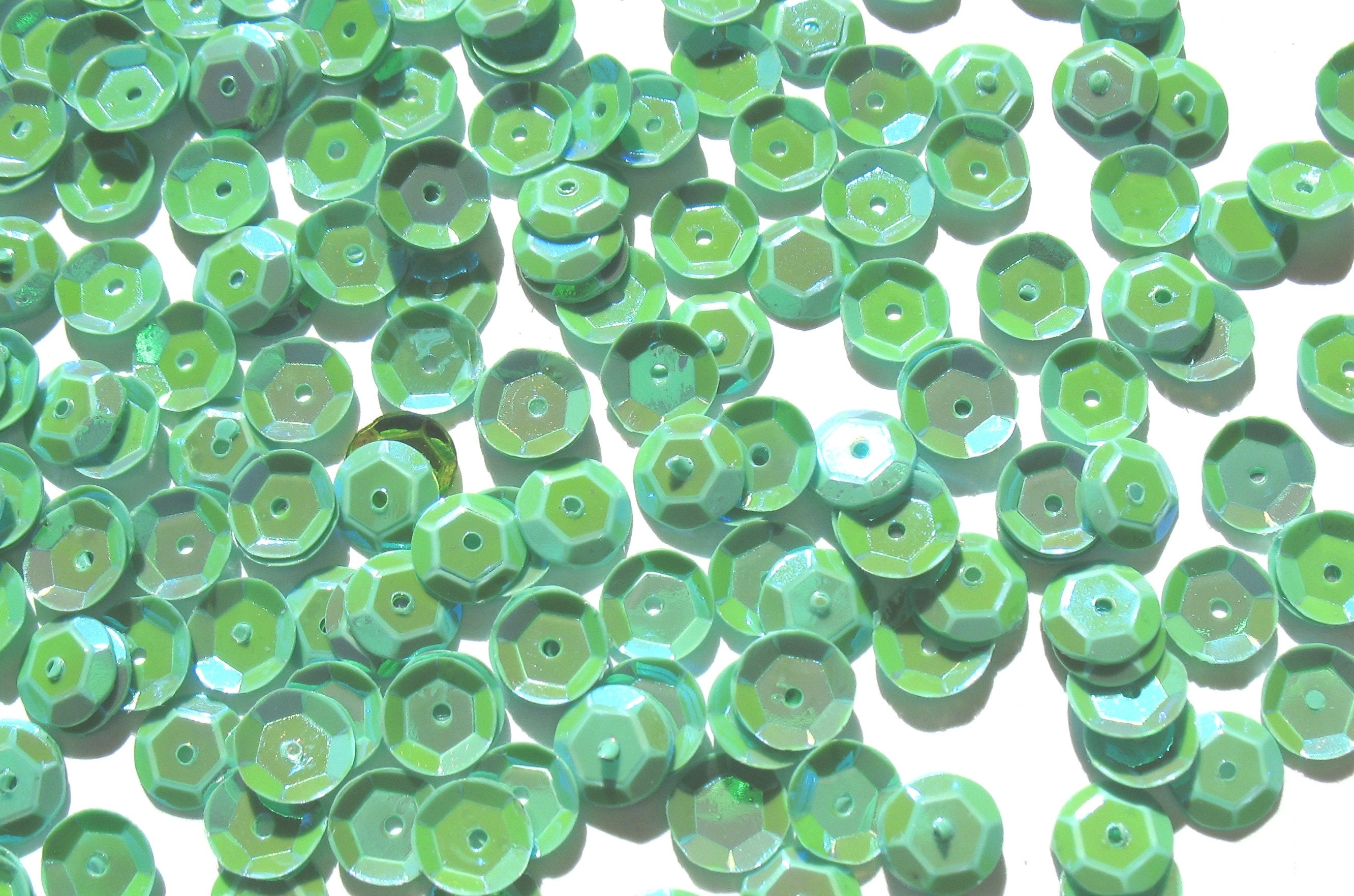 5mm Cup Sequins ~ Green Metallic ~ Loose Paillette Sequins for Embroidery,  Applique, Arts, Crafts, b