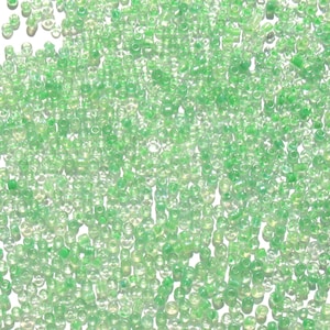 Parrot Green - Craft Medley 10/0 Aurora Borealis Perle di Semi di Vetro Traslucido